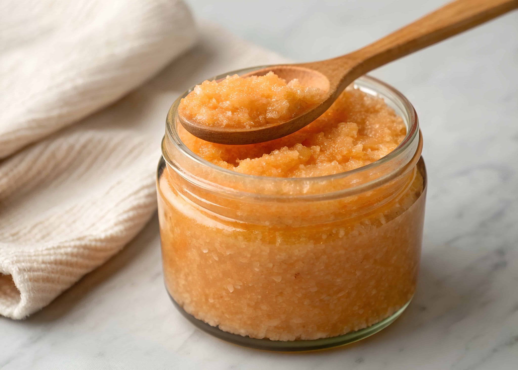 Frasco con gel exfoliante natural