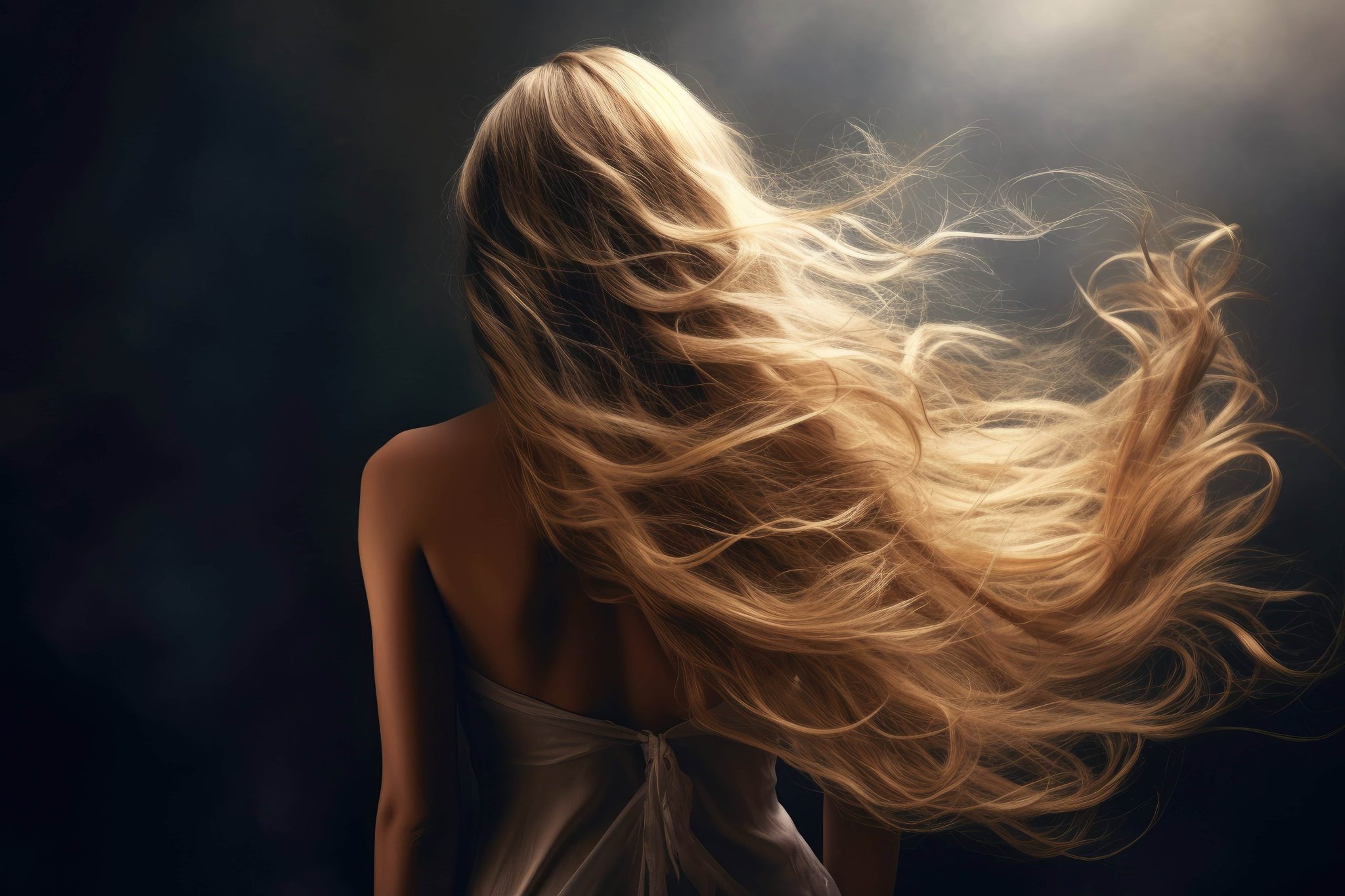 Mujer con cabello saludable y voluminoso