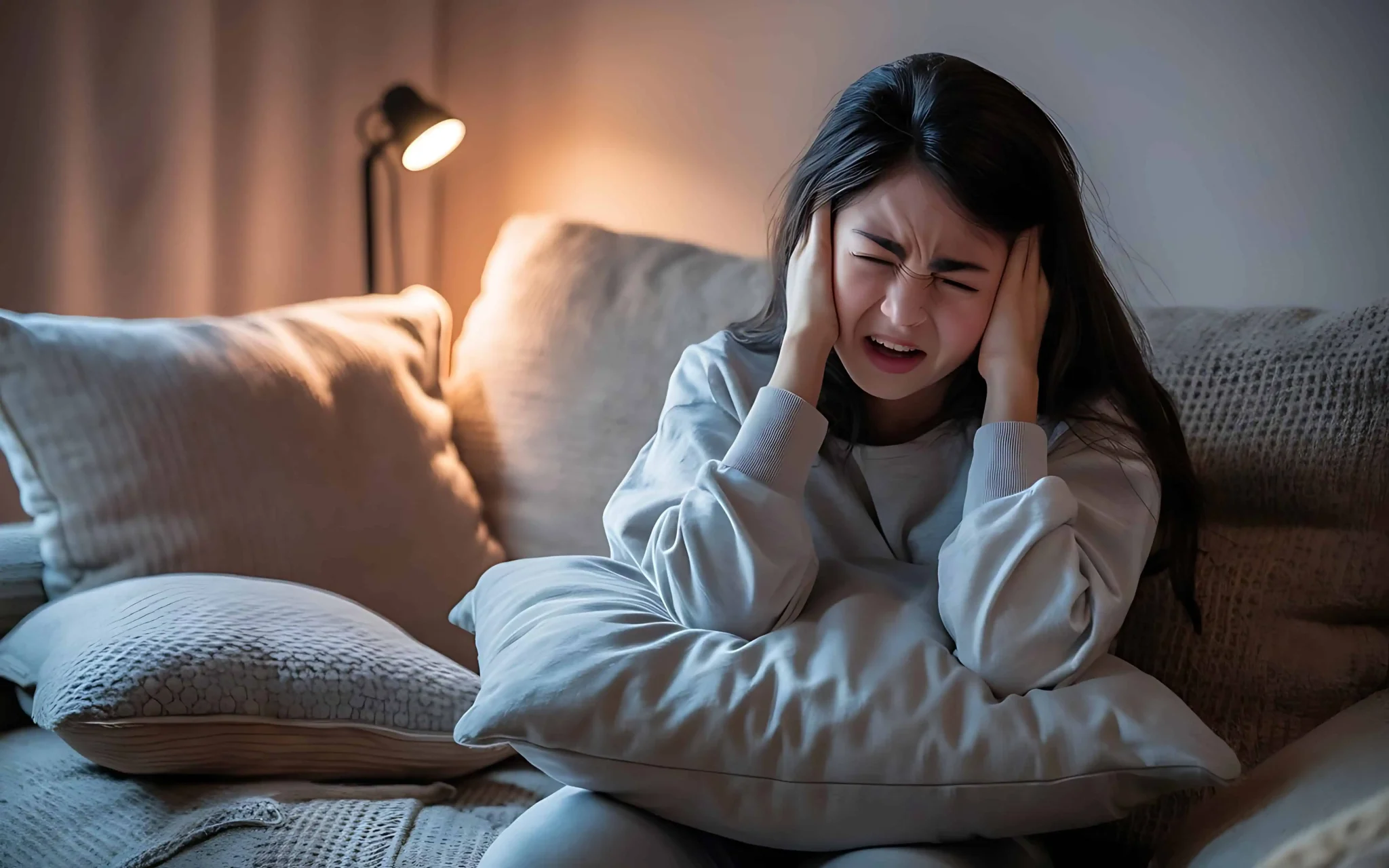 mujer con dolor de oídos