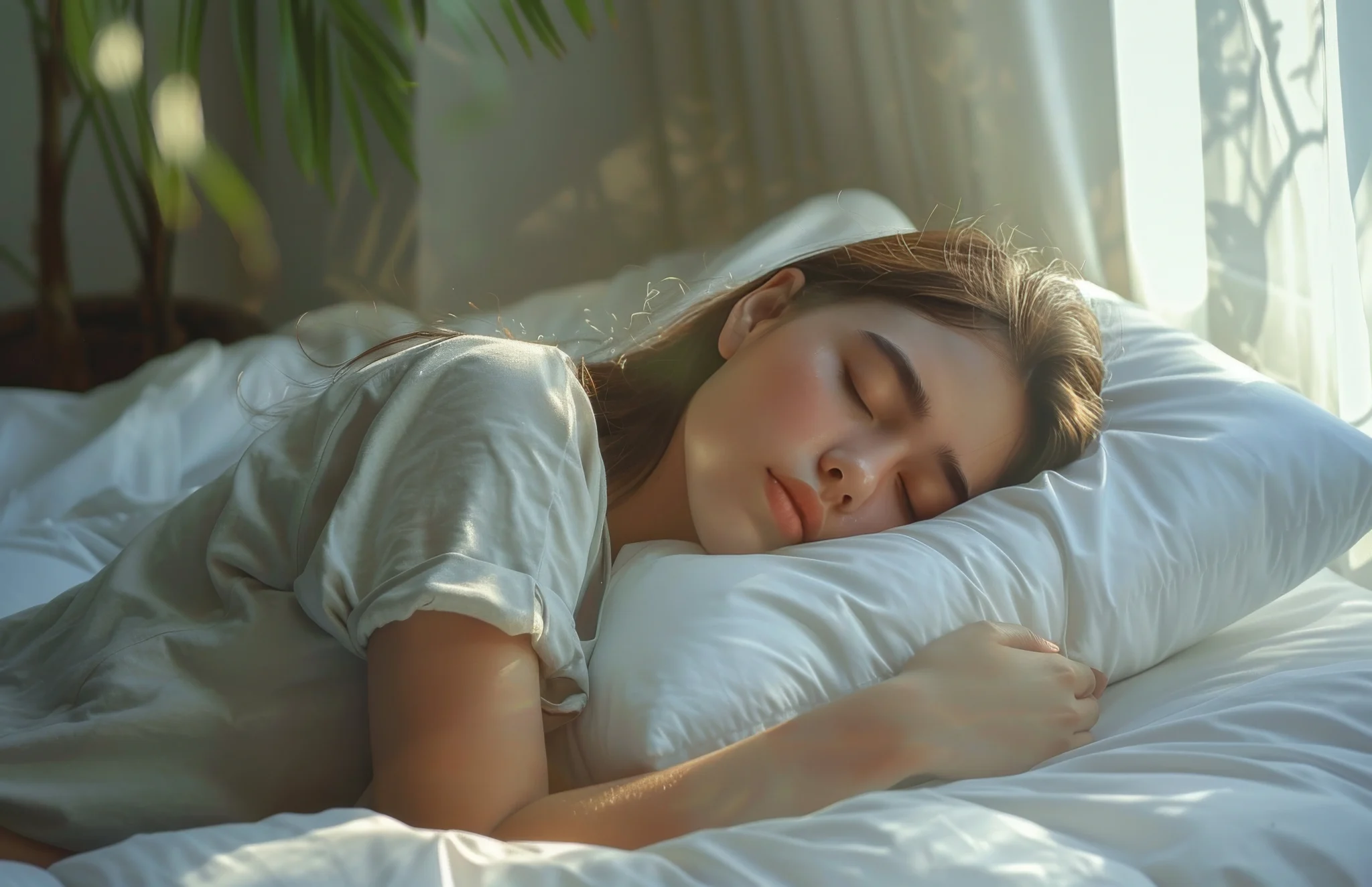 mujer durmiendo de su lado izquierdo